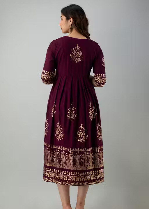 Women's Rayon Printed Trendy Anarkali Long Flared Kurti - Image 2