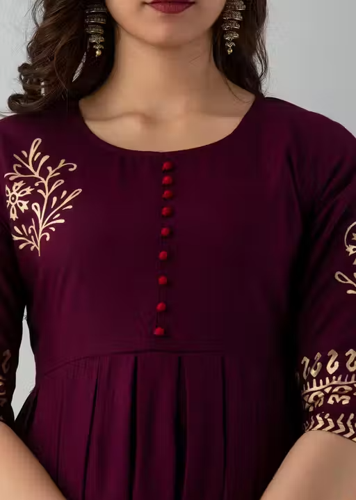 Women's Rayon Printed Trendy Anarkali Long Flared Kurti - Image 4