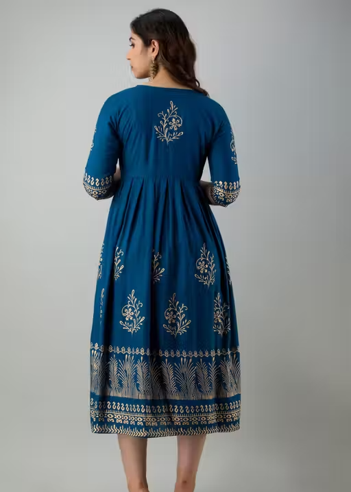 Women's Rayon Printed Trendy Anarkali Long Flared Kurti - Image 3