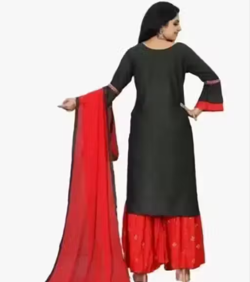 Embroidered Rayon Kurta Sharara for Women - Image 2