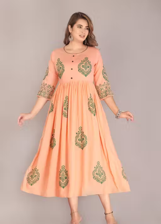Trendy Rayon Kurti hand block Printed ethnic kurti kurtas for women
