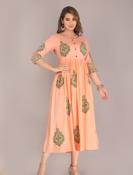 Trendy Rayon Kurti hand block Printed ethnic kurti kurtas for women - Image 4