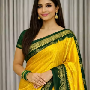 NavSarjan Silk foil printed saree with pallu blouse and