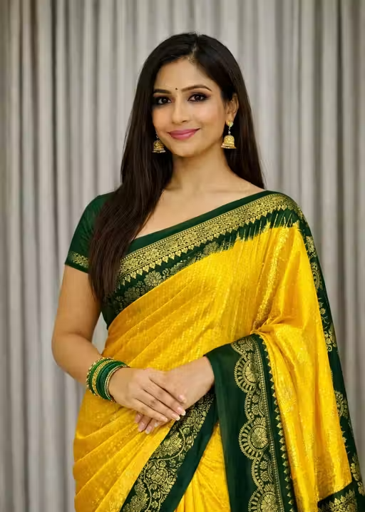 NavSarjan Silk foil printed saree with pallu blouse and