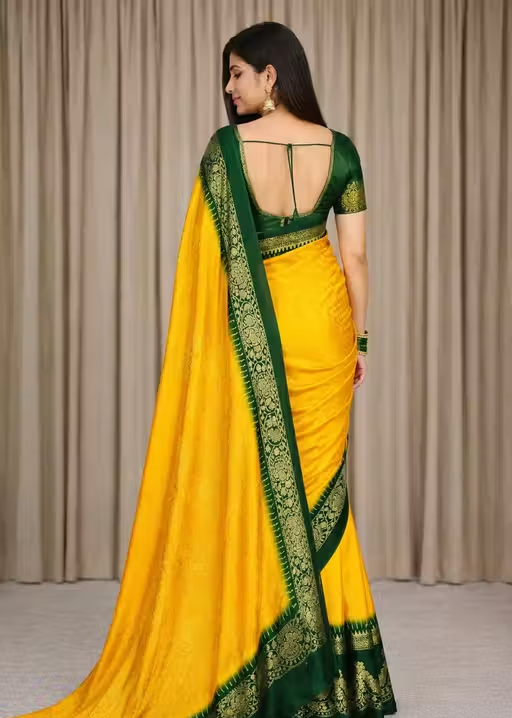 NavSarjan Silk foil printed saree with pallu blouse and - Image 3