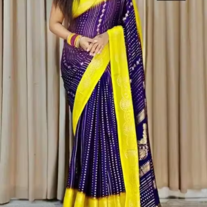 NavSarjan Silk foil printed saree with pallu blouse and