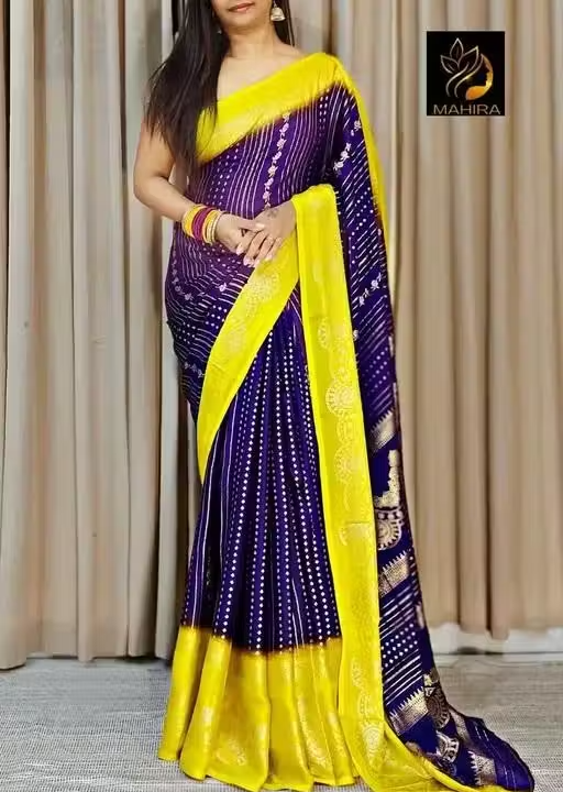 NavSarjan Silk foil printed saree with pallu blouse and