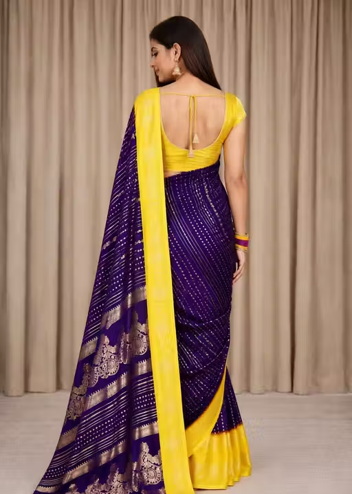 NavSarjan Silk foil printed saree with pallu blouse and - Image 4