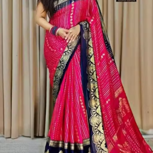 NavSarjanÂ® Silk foil printed saree with pallu blouse and