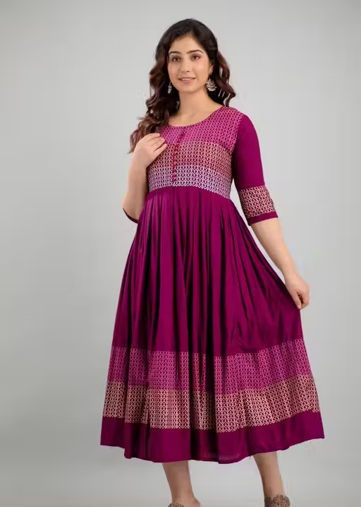 Women Rayon Printed Mayra Trendy Anarkali Kurtis - Image 2