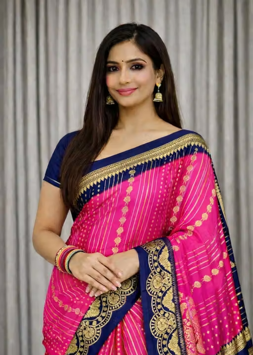 NavSarjan® Silk foil printed saree with pallu blouse and - Image 2
