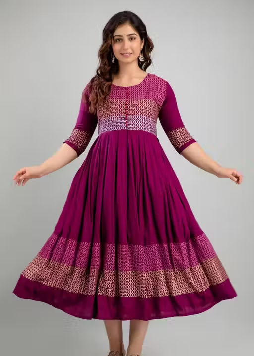 Women Rayon Printed Mayra Trendy Anarkali Kurtis - Image 4