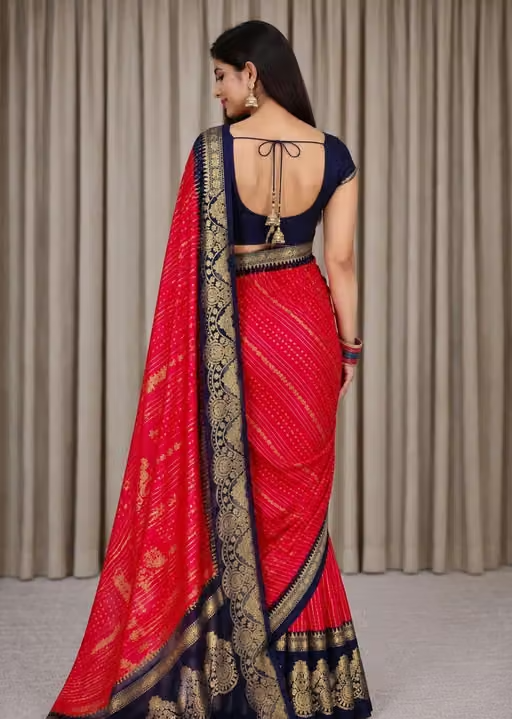 NavSarjan® Silk foil printed saree with pallu blouse and - Image 4