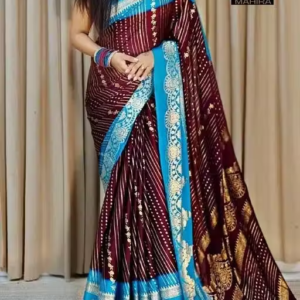 NavSarjan Silk foil printed saree with pallu blouse and