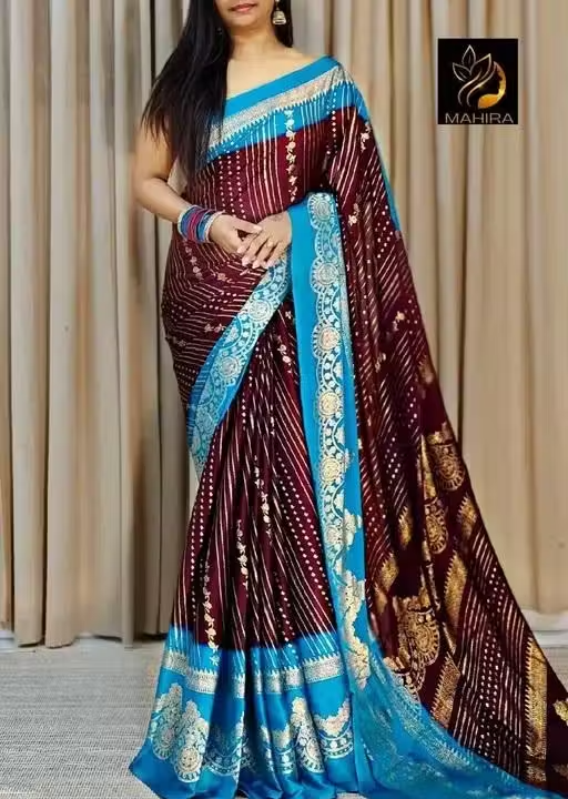 NavSarjan Silk foil printed saree with pallu blouse and
