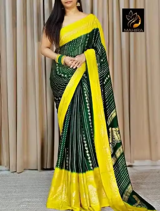 NavSarjan® Silk foil printed saree with pallu blouse and