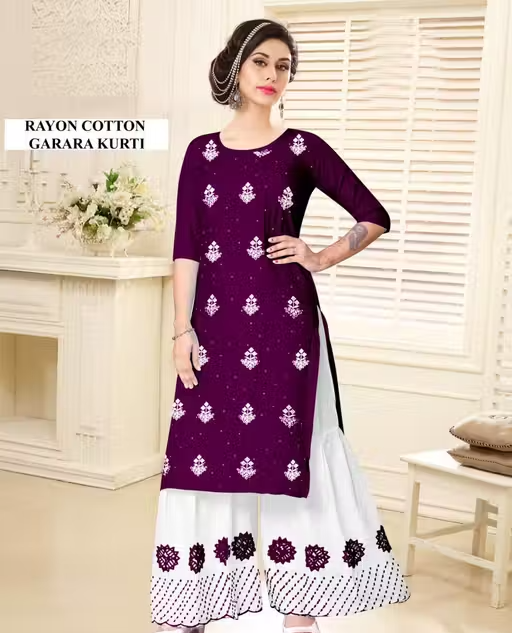 Rayon Kurta Palazzos for Women