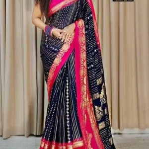 NavSarjan Silk foil printed saree with pallu blouse and