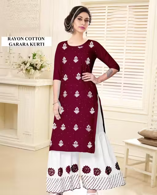 Rayon Kurta Palazzos for Women