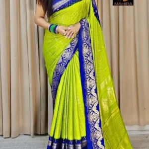 NavSarjan Silk foil printed saree with pallu blouse and