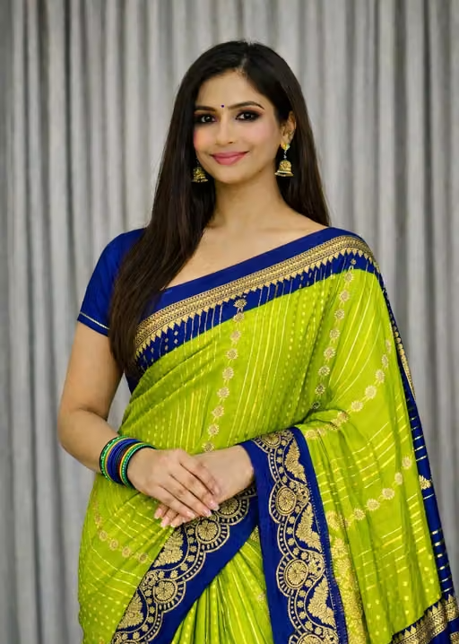 NavSarjan Silk foil printed saree with pallu blouse and - Image 2
