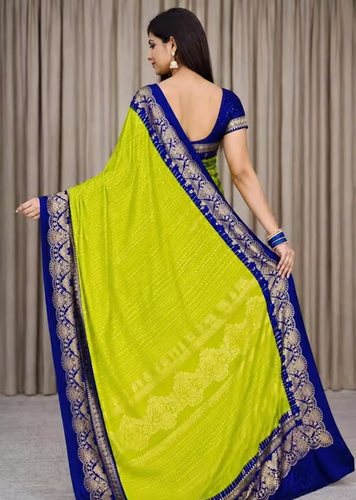 NavSarjan Silk foil printed saree with pallu blouse and - Image 4