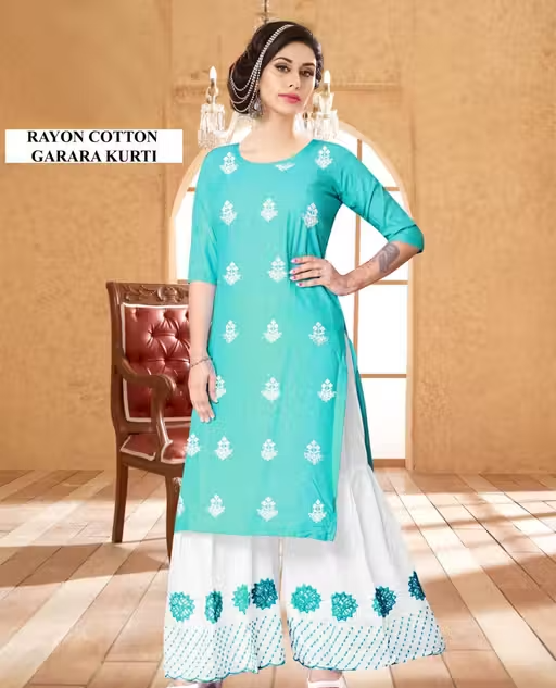 Rayon Kurta Palazzos for Women