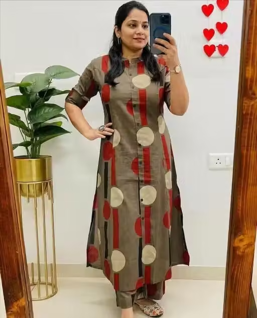 Printed Cotton Kurta Palazzos Fit/ for Women