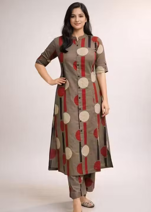 Printed Cotton Kurta Palazzos Fit/ for Women - Image 2