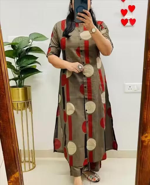 Printed Cotton Kurta Palazzos Fit/ for Women - Image 3