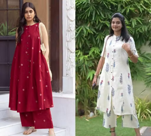 Printed Cotton Kurta Pants Fit/ for Women