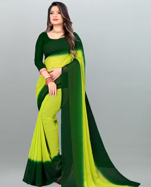 Anand Sarees - Dyed - Shaded- Georgette Saree with Blouse Piece