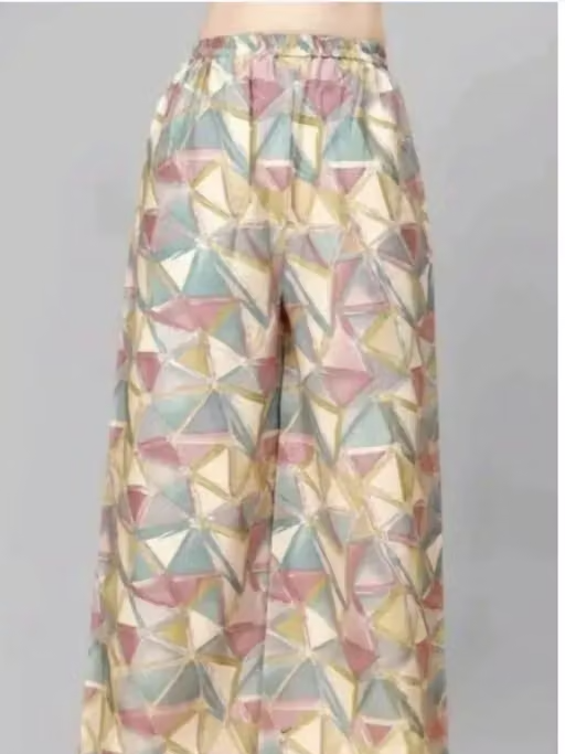 Printed Crepe Kurta Palazzos Fit/ for Women - Image 4