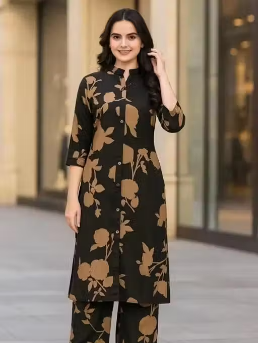 Printed Crepe Kurta Palazzos Fit/ for Women