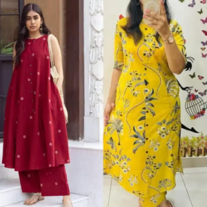 Printed Cotton Kurta Pants Fit/ for Women