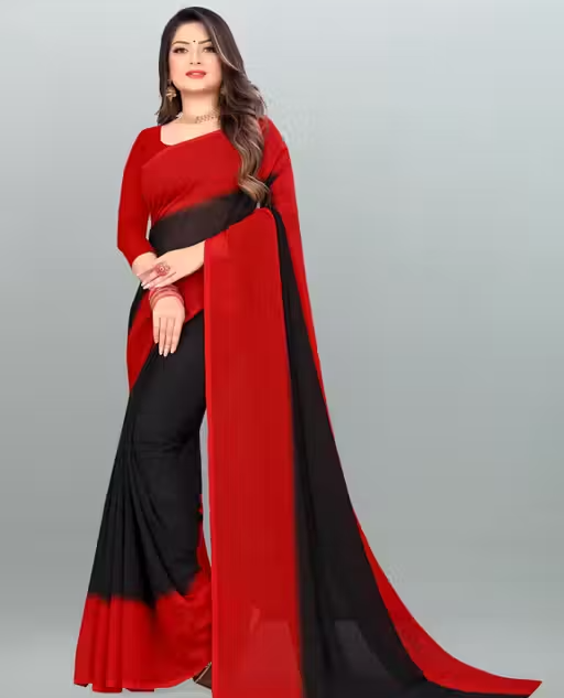 Anand Sarees - Dyed - Shaded- Georgette Saree with Blouse Piece