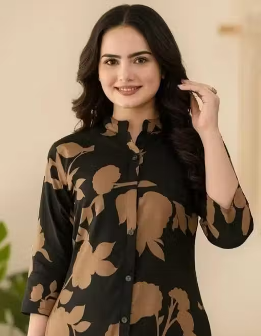 Printed Crepe Kurta Palazzos Fit/ for Women - Image 2