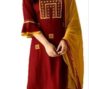 Embroidered Cotton Kurta Set for Women