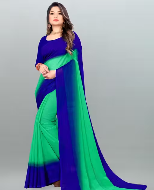 Anand Sarees - Dyed - Shaded- Georgette Saree with Blouse Piece