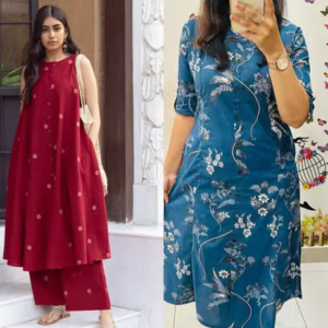 Printed Cotton Kurta Palazzos Fit/ for Women
