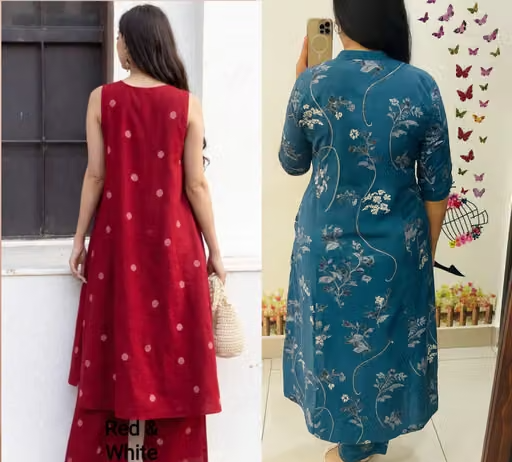 Printed Cotton Kurta Palazzos Fit/ for Women - Image 2