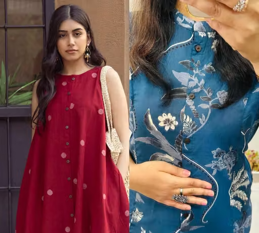 Printed Cotton Kurta Palazzos Fit/ for Women - Image 3