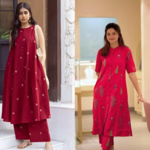 Embroidered Cotton Kurta Pants Fit/ for Women