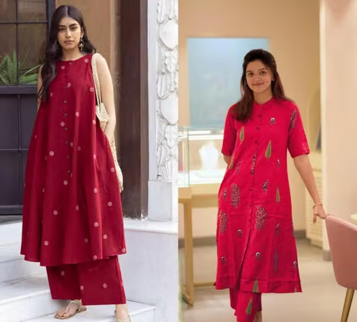 Embroidered Cotton Kurta Pants Fit/ for Women