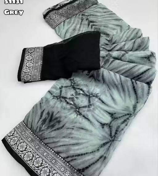 Beautiful designer georgette laced saree with blouse