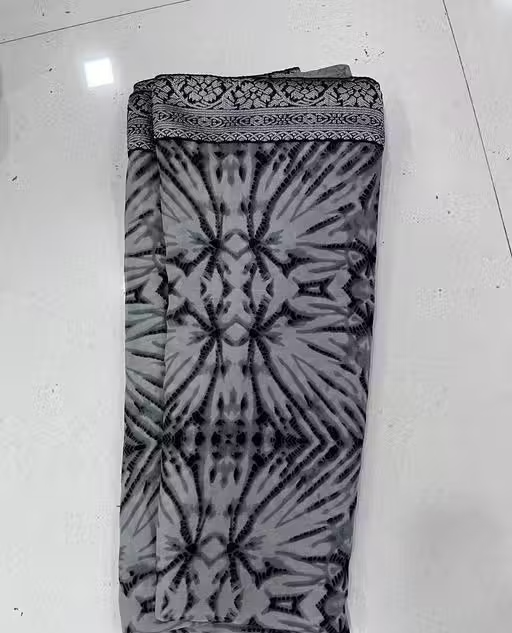 Beautiful designer georgette laced saree with blouse - Image 2