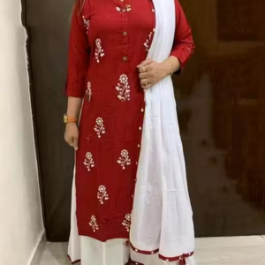 Embroidered Rayon Kurta Set for Women