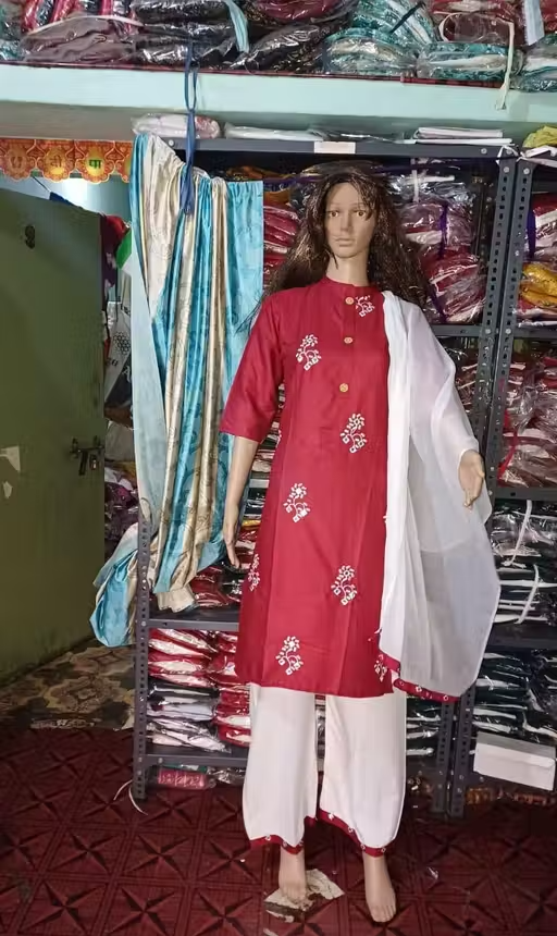 Embroidered Rayon Kurta Set for Women - Image 2
