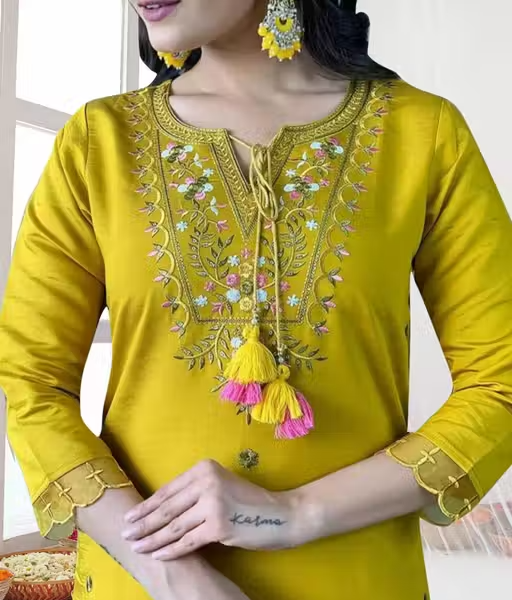 Embroidered Rayon Kurta for Women - Image 3