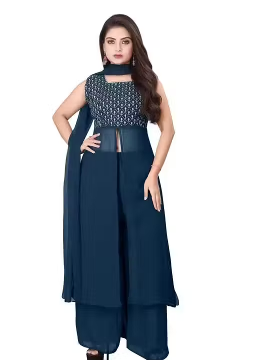 Georgette Kurta Palazzos Fit/ for Women